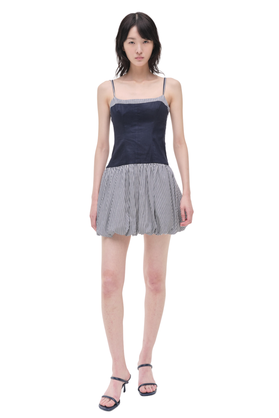 Fifi Bubble Mini Dress in Midnight Stripe