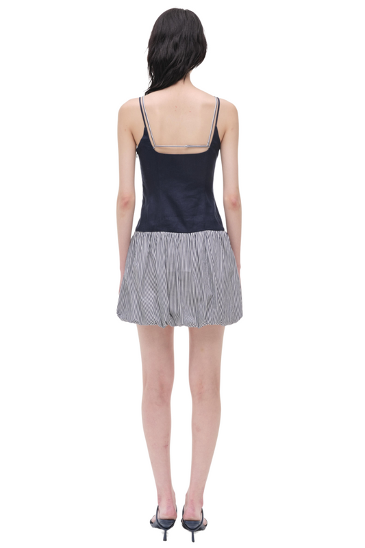 Fifi Bubble Mini Dress in Midnight Stripe