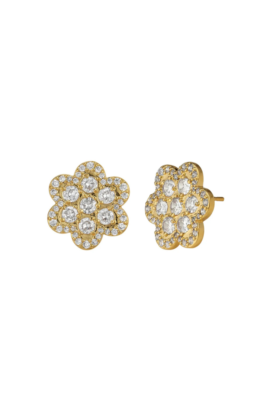 Delphine Gold Pave Stud Earring