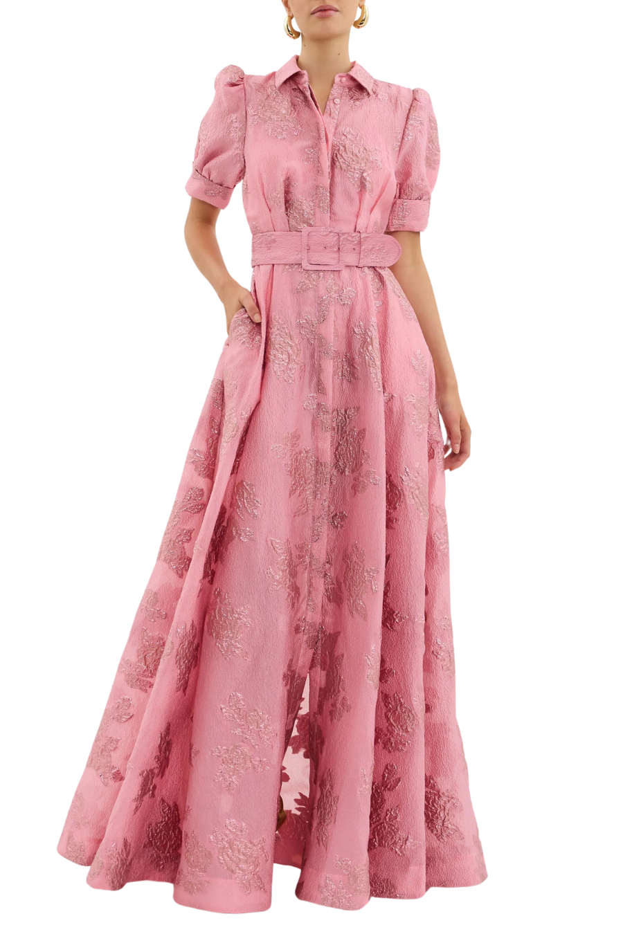 Annette Button Down Gown in Pink
