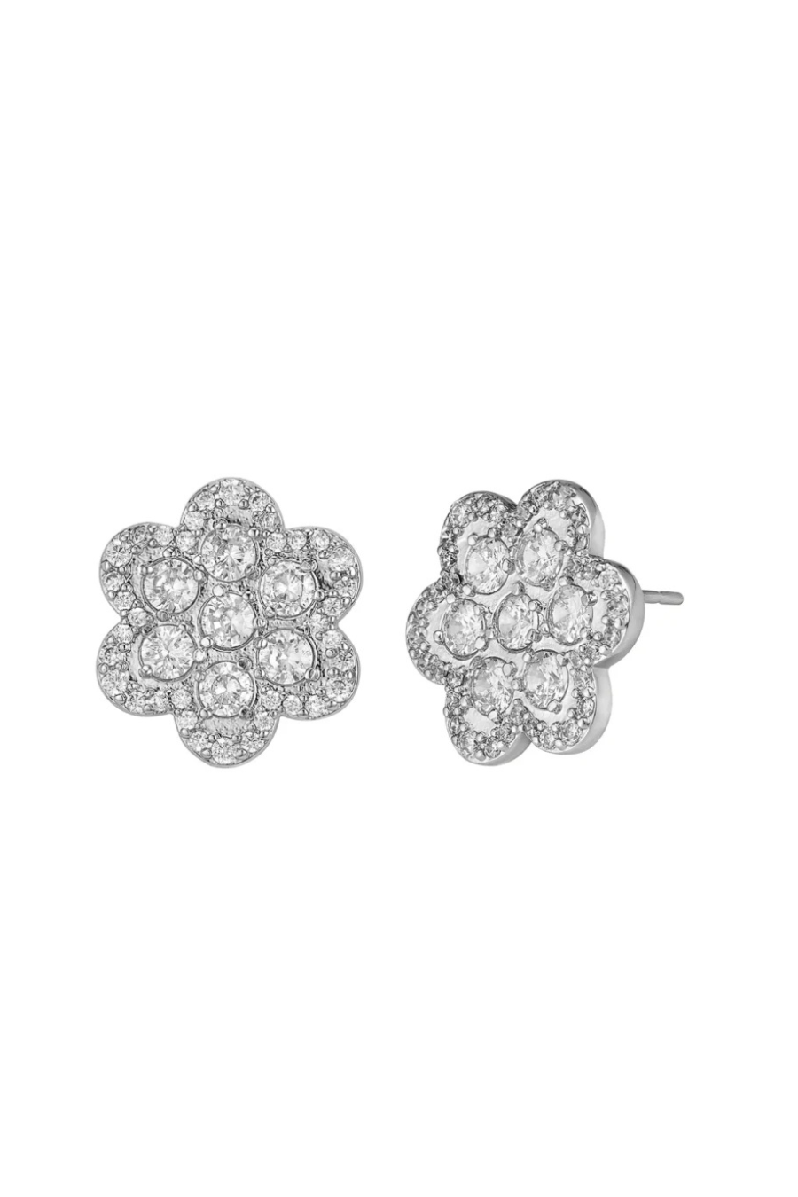 Delphine Silver Pave Stud Earring