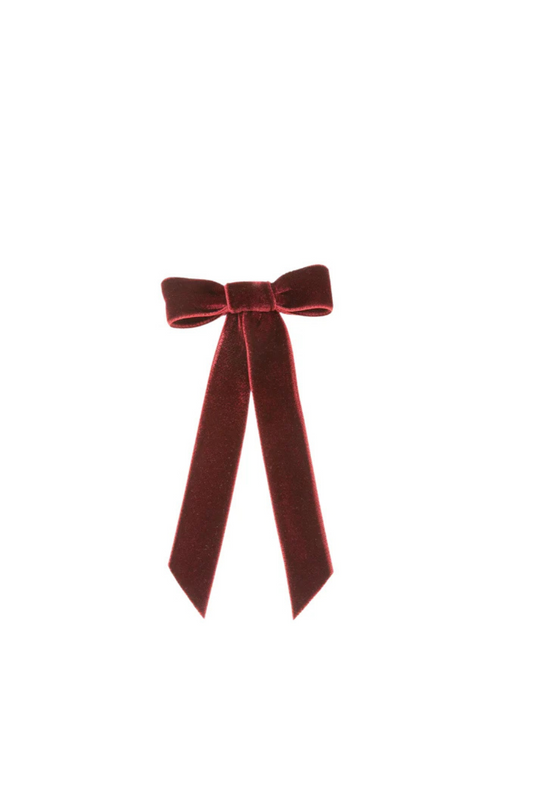Velvet Bow Barrette in Pinot
