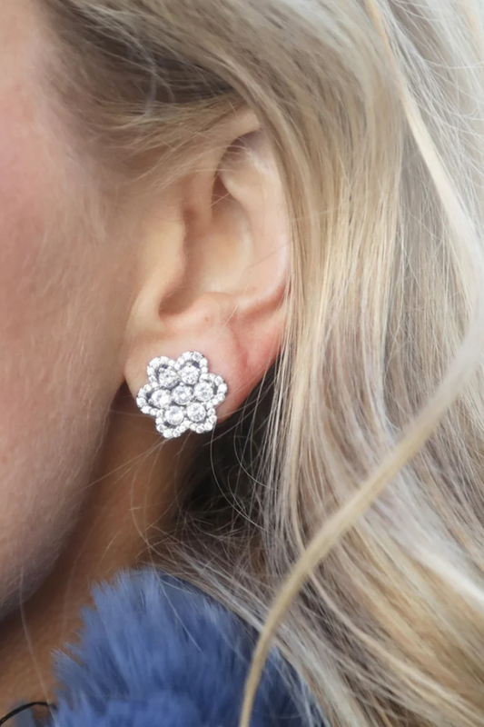 Delphine Silver Pave Stud Earring