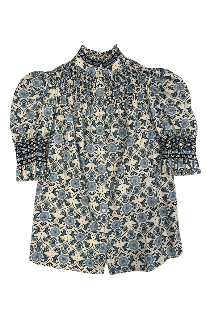 Amelia Short Sleeve Blouse in Lake Navy