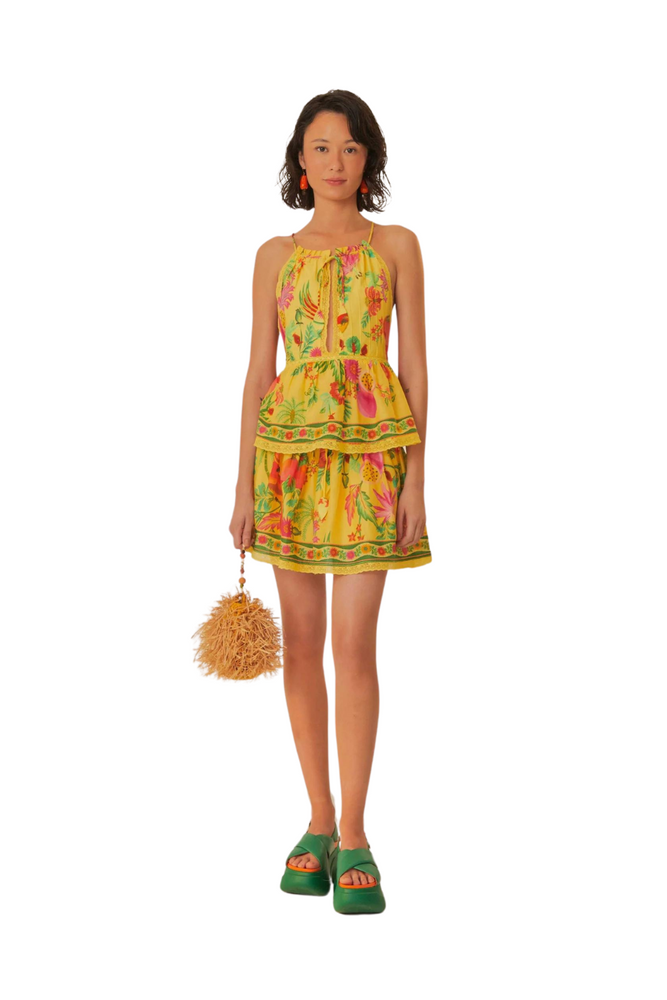 Yellow Delicate Fruit Garden Mini Skirt