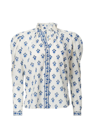 Artemis Indigo Bhutti Shirt in Ivory