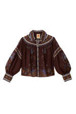 Brown Embroidered Garden Blouse