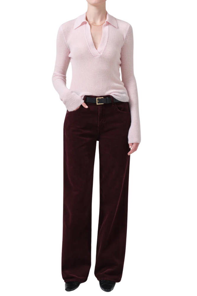 Annina High Rise Wide Leg 30" Corduroy in Bordeaux