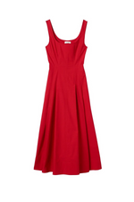 Isabel Cotton Midi Dress in Rouge