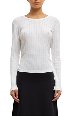 Pointelle Slim Fit Long Sleeve in White