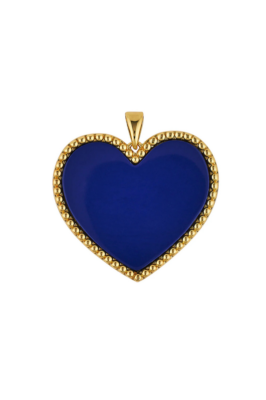 Beaded Heart Pendant in Lapis