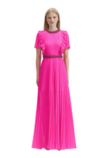 Chiffon Diamante Maxi Dress in Pink