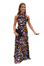 Tatiana Crepe Maxi Dress in Painterly Flower