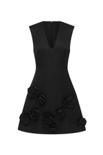 Briana V Neck Mini Dress in Ebony