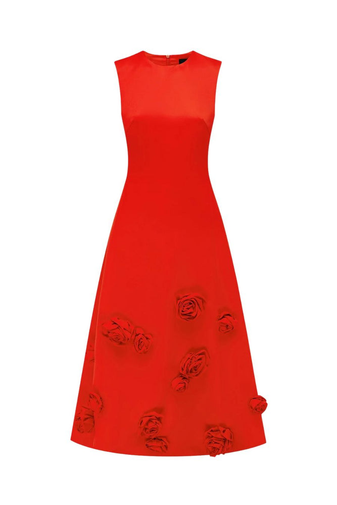 Cleo Sleeveless Midi Dress in Scarlet