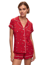 Gisele Printed TENCEL™ Modal Shortie Short PJ Set Winter Wonderland Haute Red/Ivory