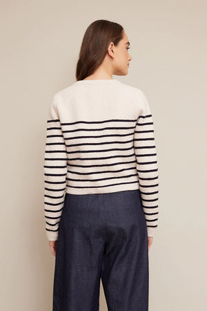 Luciana Jacket in Ivory with Black Stripes