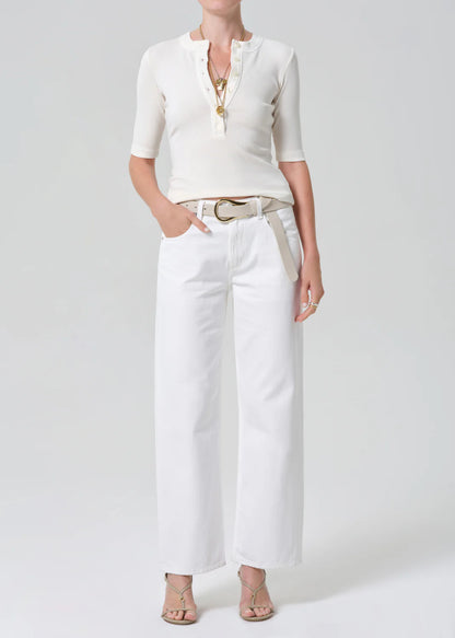 Nali Short Sleeve Henley in Plaster