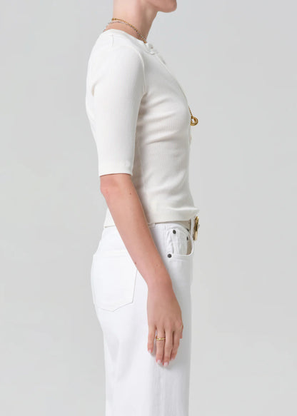 Nali Short Sleeve Henley in Plaster