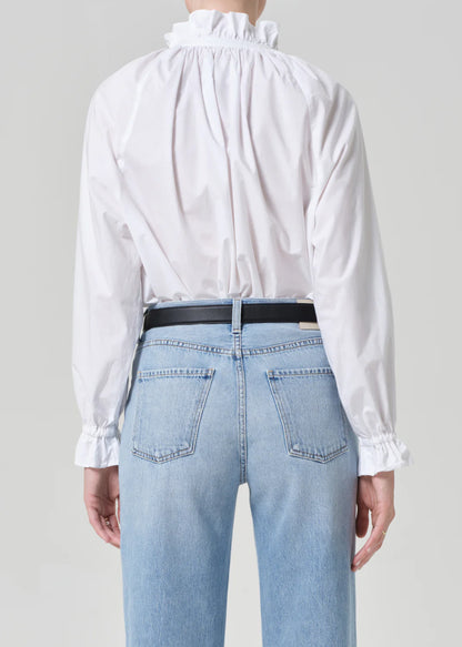 Loretta Ruffle Top in Optic White