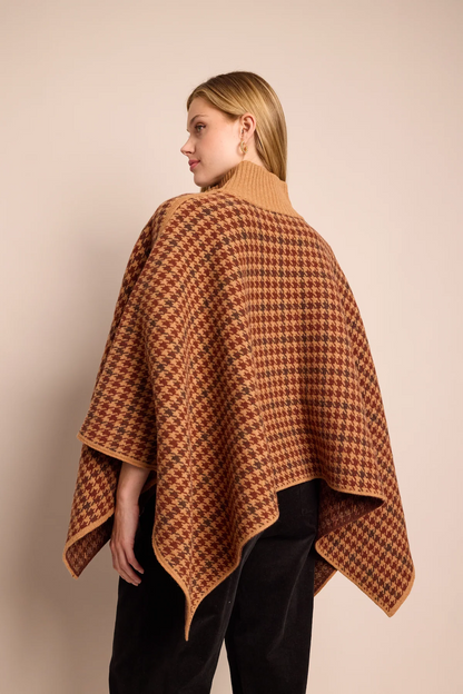 Pagoda Cape in Multi Camel Check