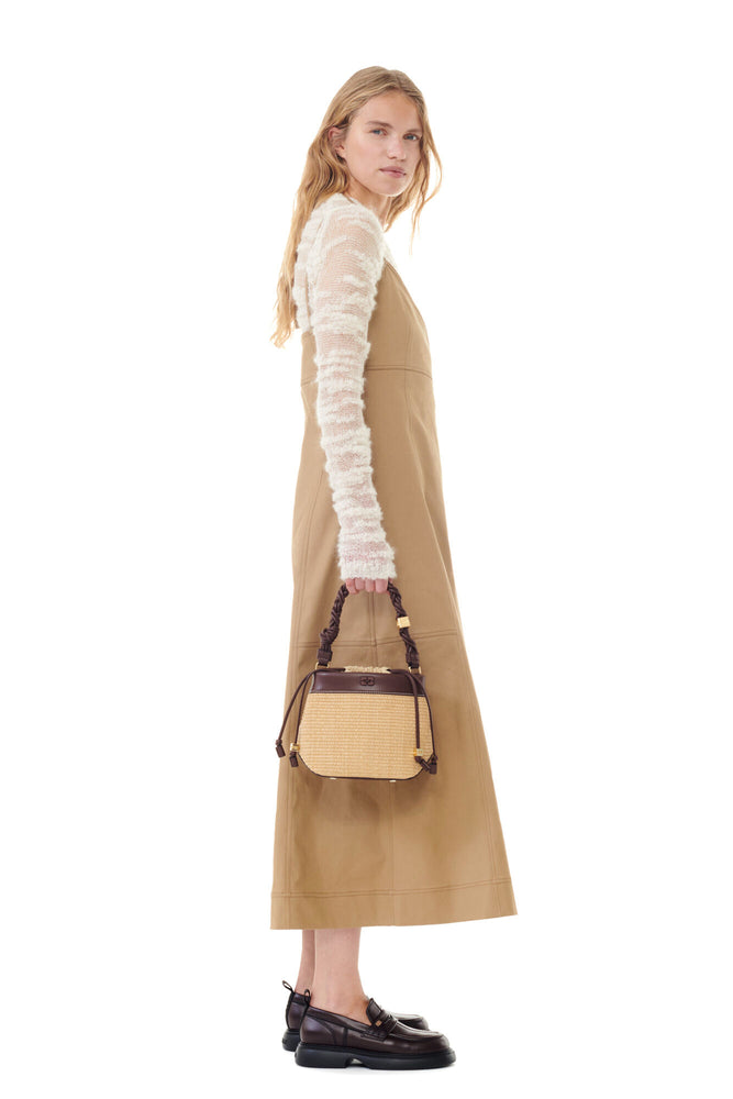 Brown Ganni Bou Bucket Bag Raffia