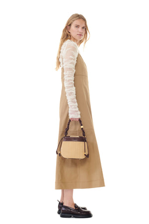 Brown Ganni Bou Bucket Bag Raffia