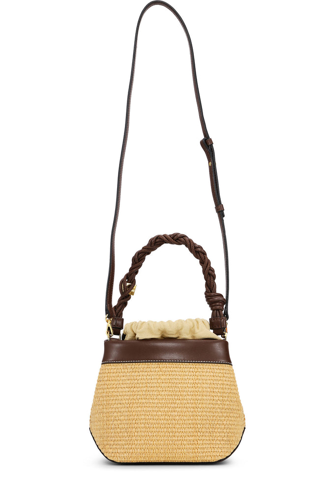 Brown Ganni Bou Bucket Bag Raffia