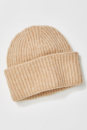 Harbor Marled Ribbed Beanie in Camel