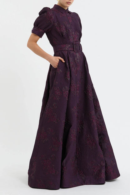 Afina Short Sleeve Gown in Blackberry