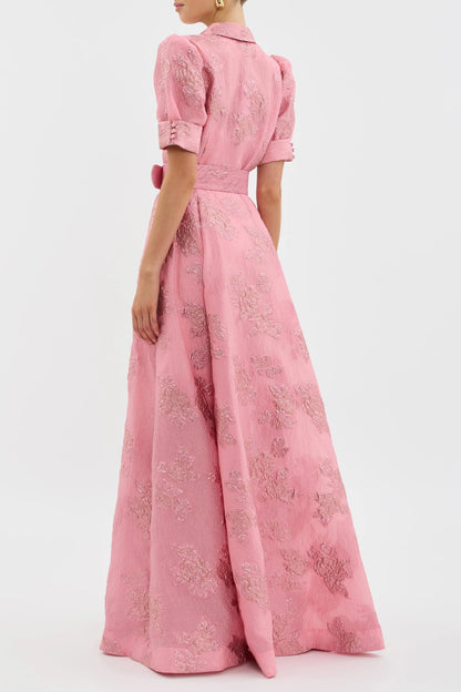 Annette Button Down Gown in Pink