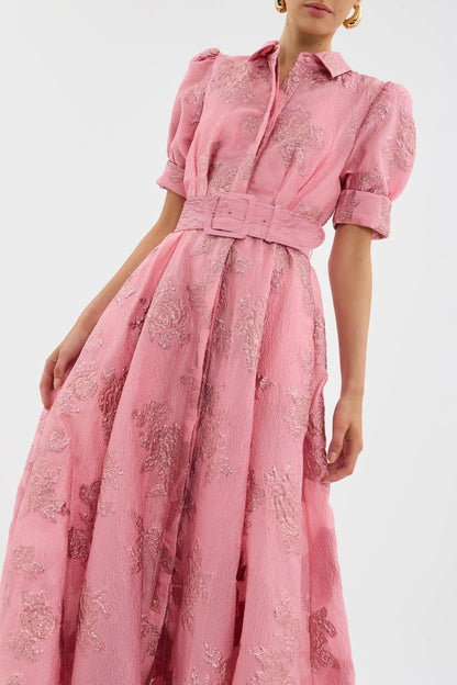Annette Button Down Gown in Pink