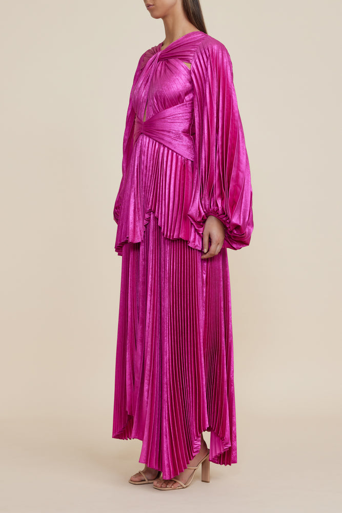 Rosella Gown in Metallic Pink