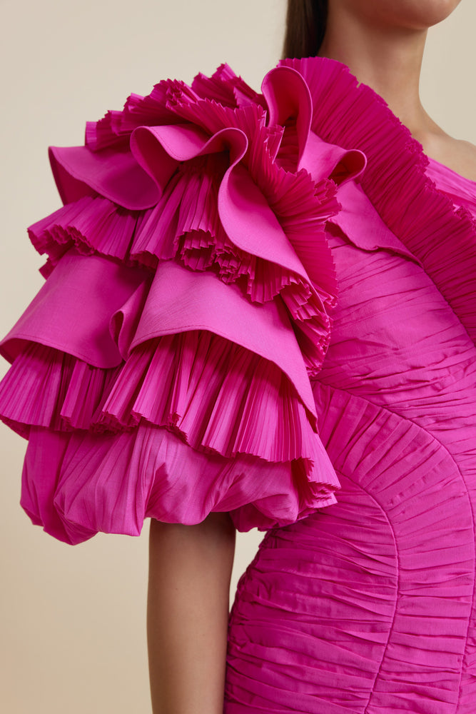 Ascot Mini Dress in Electric Pink
