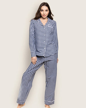 Women's Twill Pajama Set in Navy Gingham