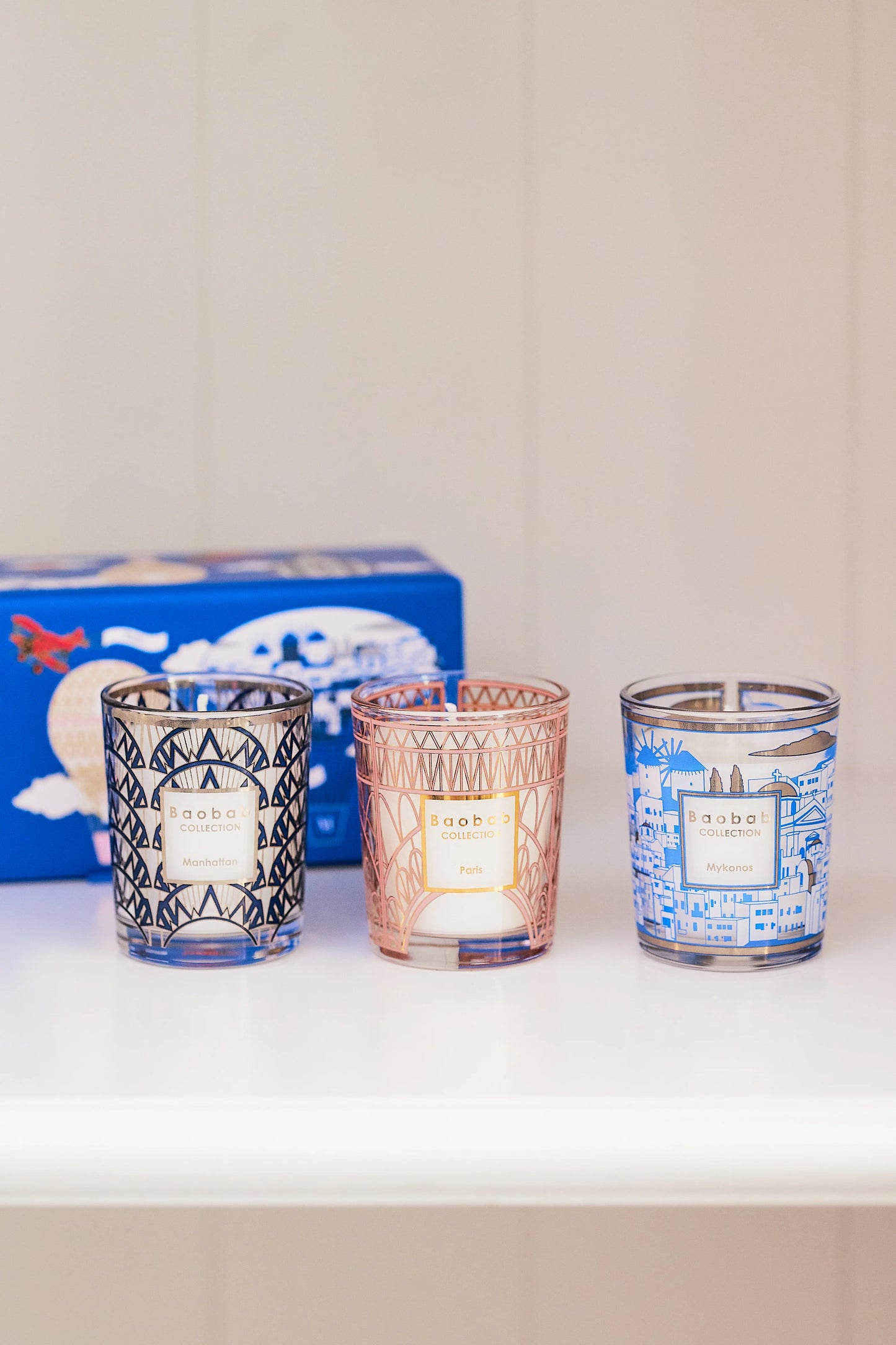 Trio Travel Candles (Manhattan-Paris-Mykonos)