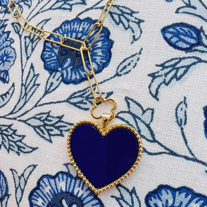 Beaded Heart Pendant in Lapis