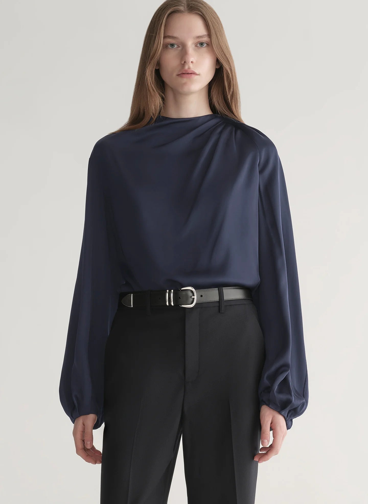 Blaire Satin Top in Dark Sapphire