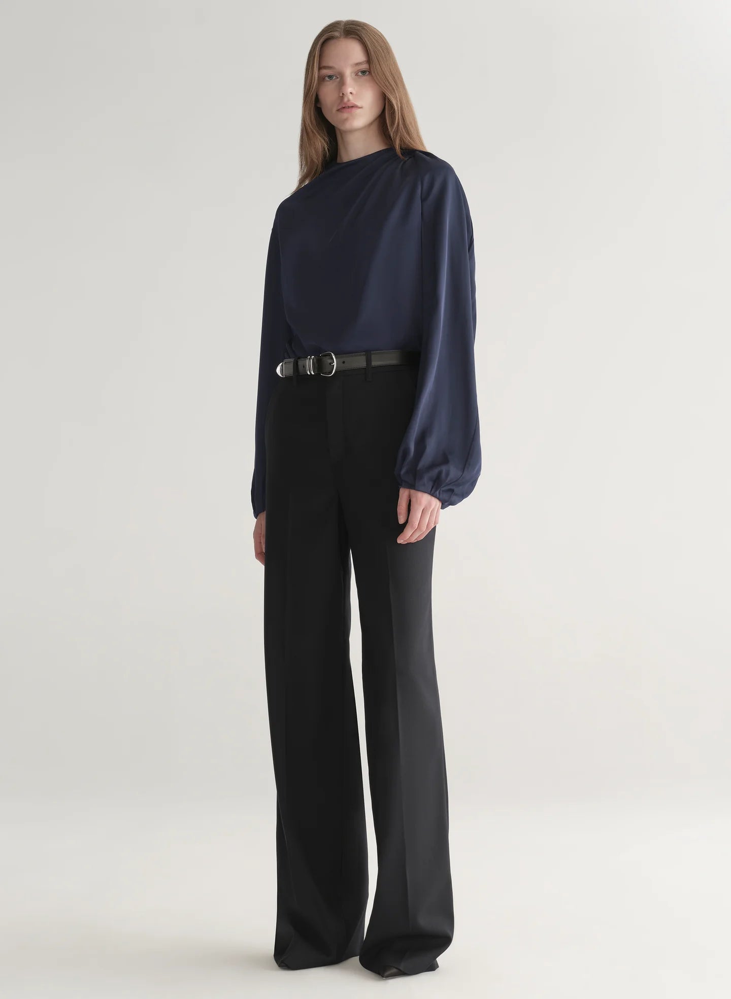 Blaire Satin Top in Dark Sapphire