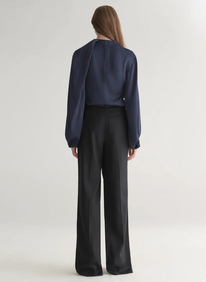 Blaire Satin Top in Dark Sapphire