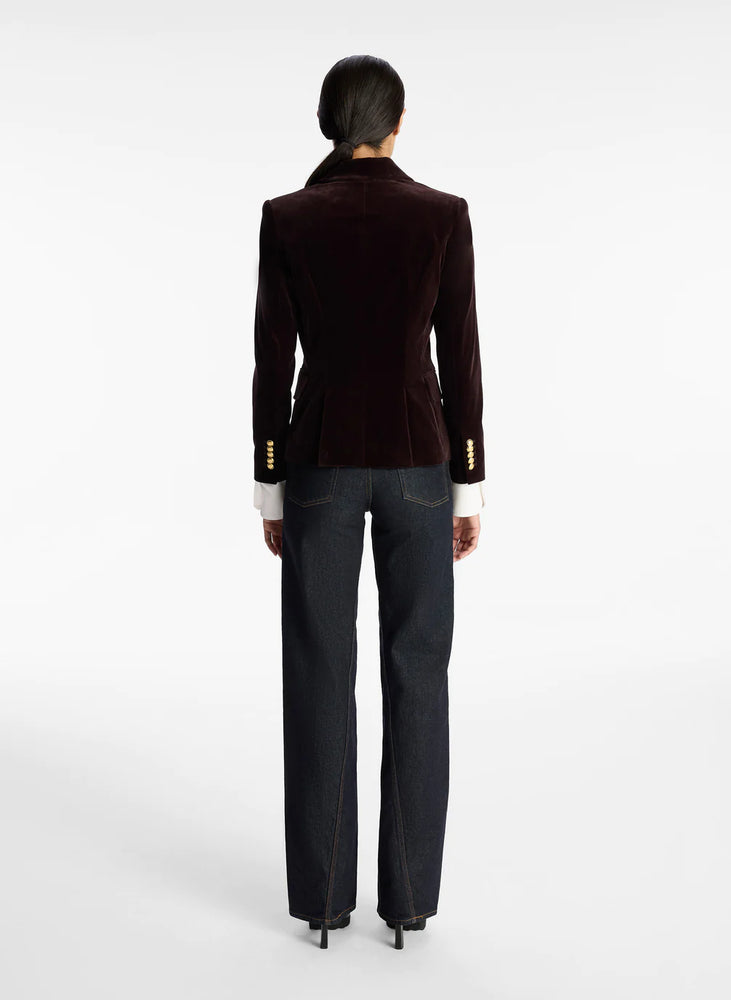 
            
                Load image into Gallery viewer, Chelsea Velvet Tailored Jacket in Plum
            
        
