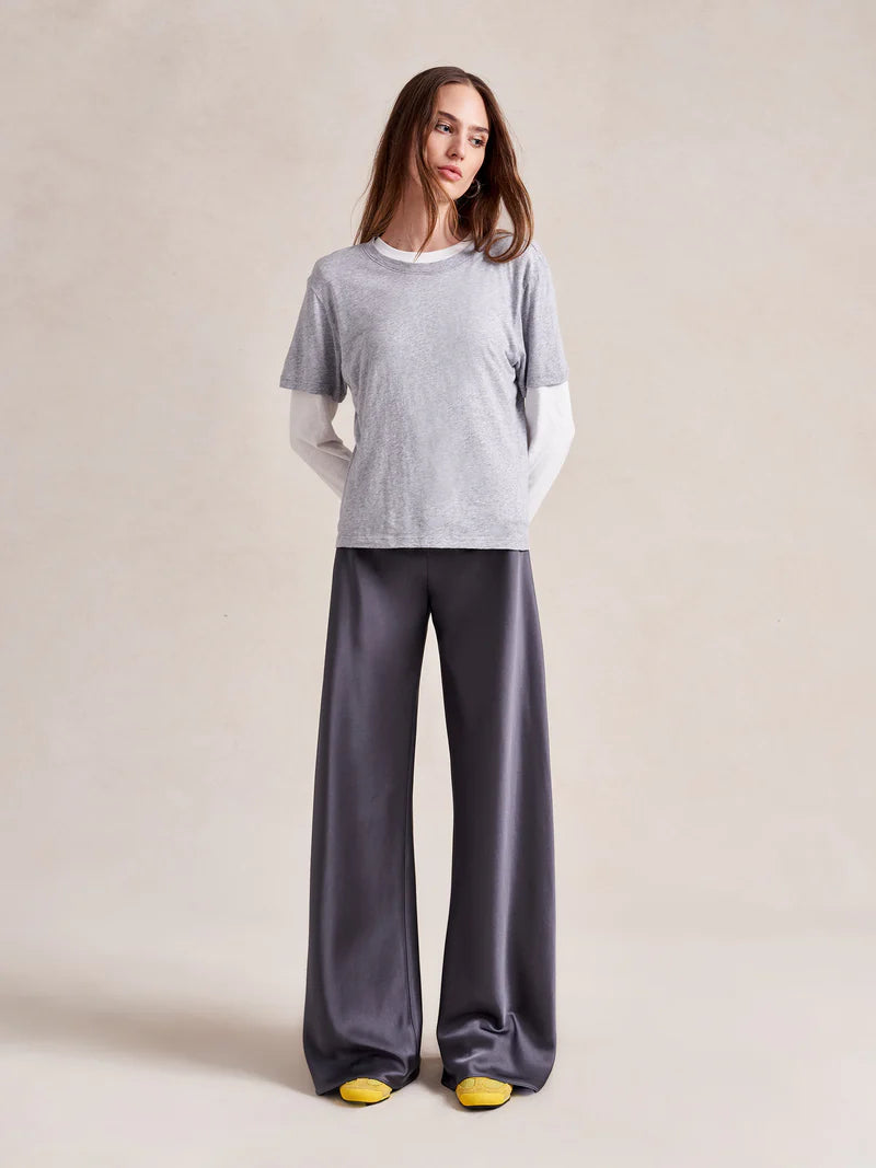 Colby Pant in Gunmetal Satin