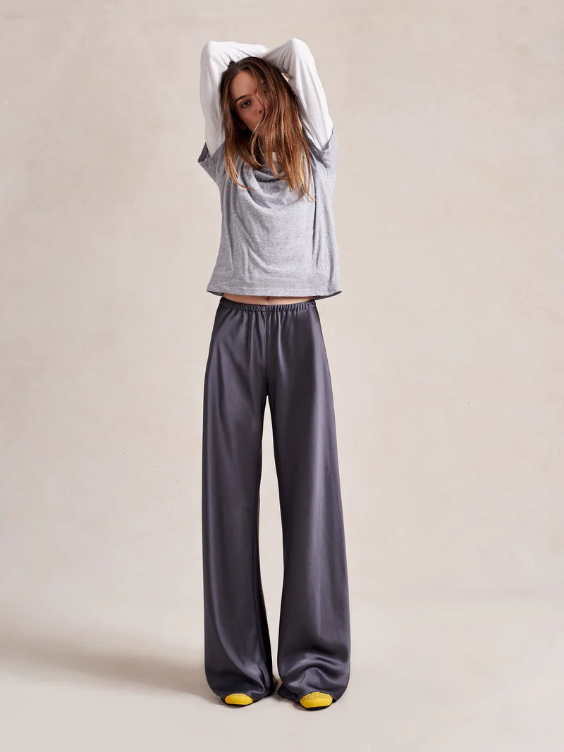 Colby Pant in Gunmetal Satin