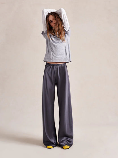 Colby Pant in Gunmetal Satin