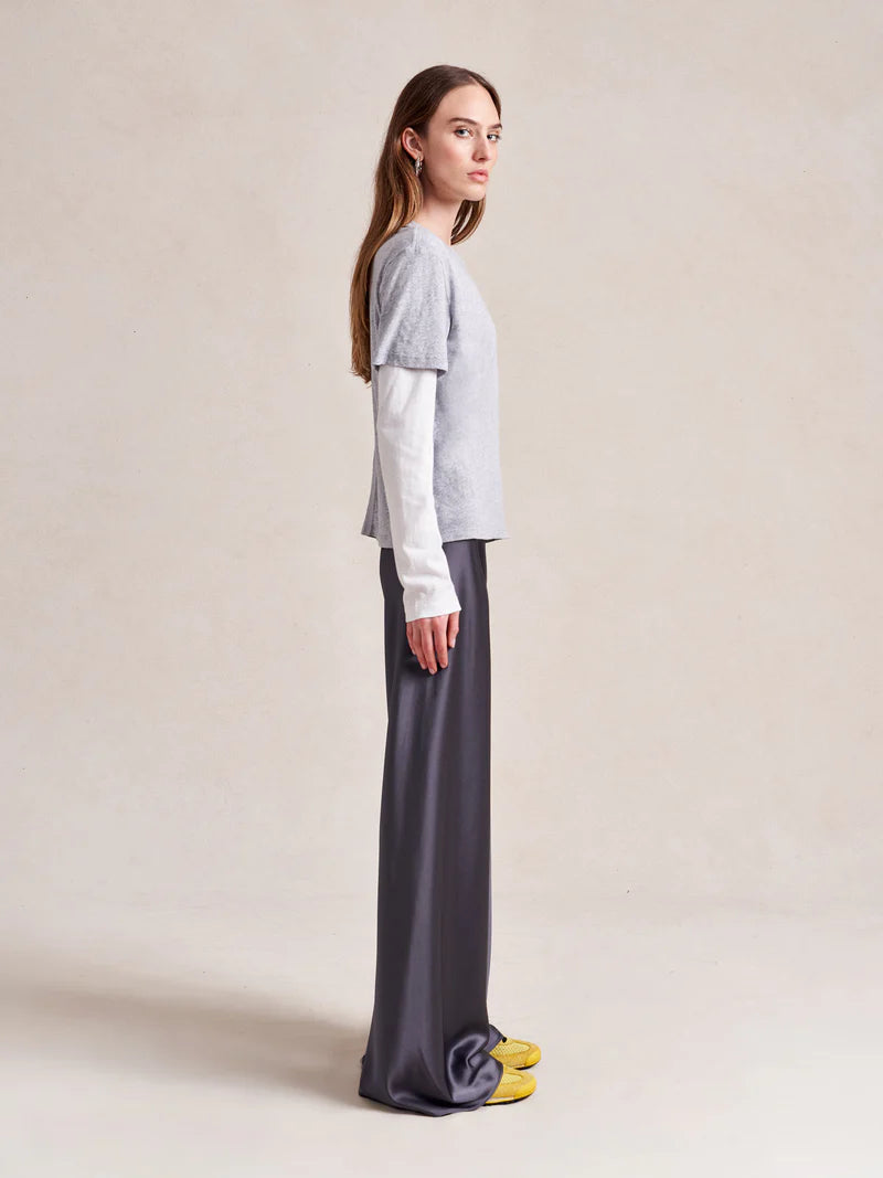 Colby Pant in Gunmetal Satin