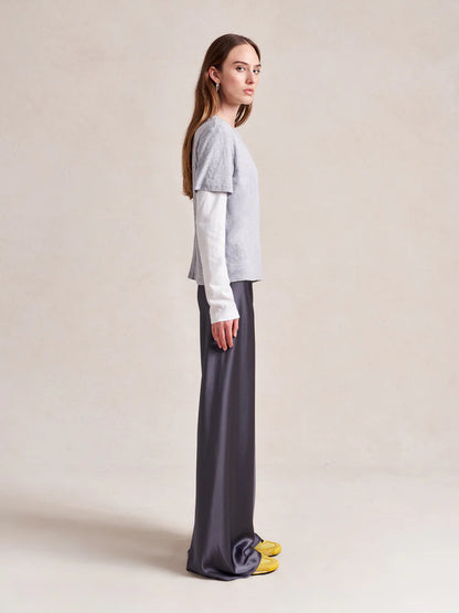 Colby Pant in Gunmetal Satin