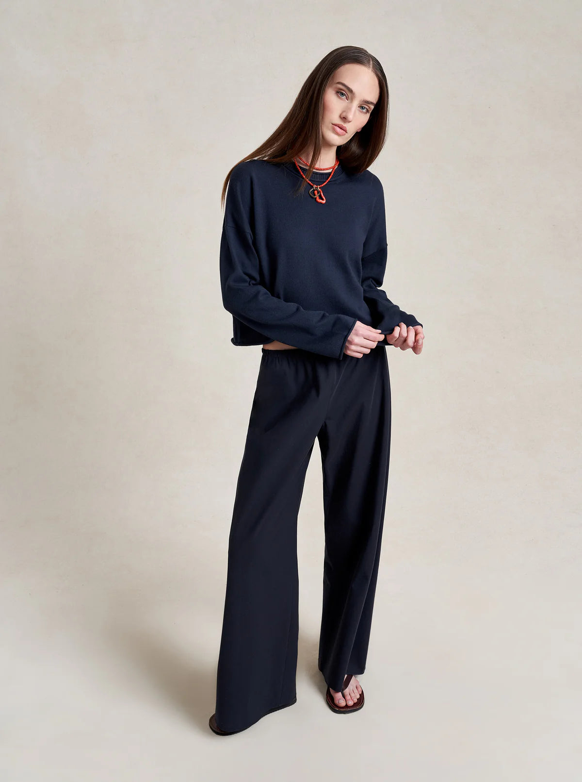 Cotton Poplin Colby Pant in Navy