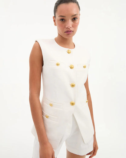 Tamara Linen Vest in Off White