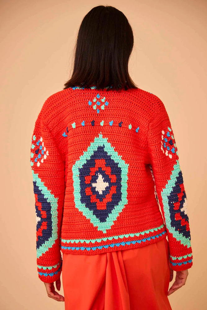 Callen Cardigan in Red Multi