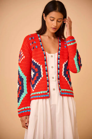 Callen Cardigan in Red Multi